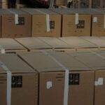 Many boxes in a warehouse.