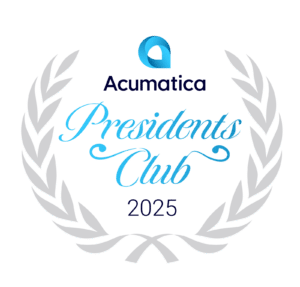 The Acumatica President's Club logo for 2024 awarded to SWK Technologies